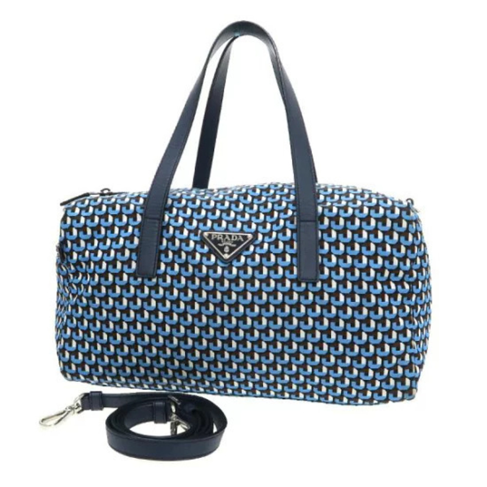 Prada Boston Bag Blue Black